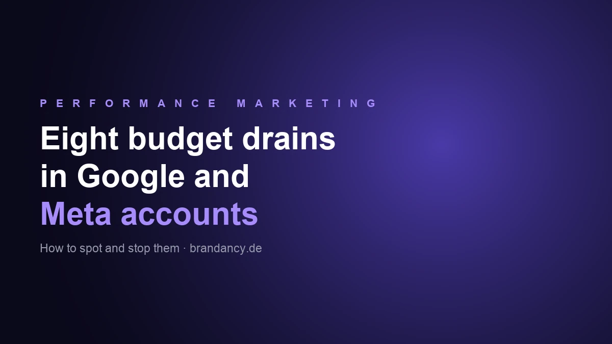Eight typical budget drains in Google and Meta advertising accounts