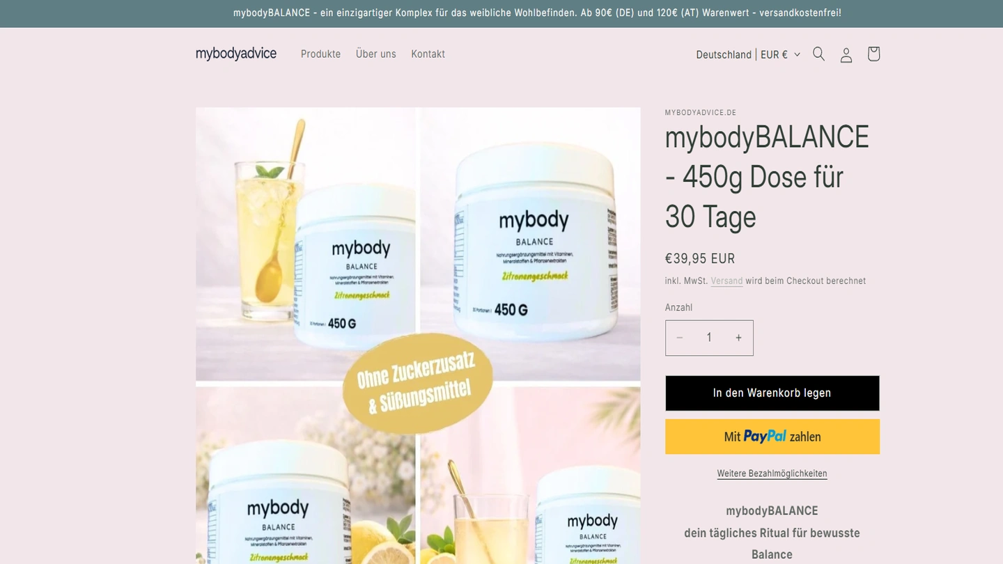 mybodyadvice – Shopify Shop für Supplements